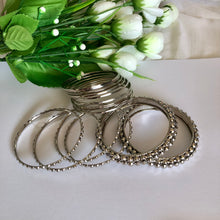 Load image into Gallery viewer, Oxidised Silver Bangles Set Ball design (3 designs in 1 set - total 15 pcs)