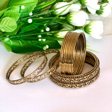 Load image into Gallery viewer, Golden Bangles Set (3 designs in 1 set - a total of 13 pcs)
