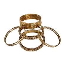 Load image into Gallery viewer, Golden Bangles Set (3 designs in 1 set - a total of 13 pcs)