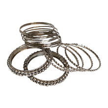 Load image into Gallery viewer, Oxidised Silver Bangles Set Ball design (3 designs in 1 set - total 15 pcs)