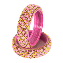 Load image into Gallery viewer, Traditional Indian Glass Bangle Kada - Handcrafted Floral Beaded Wedding Bangles - Multicolor Festive Jewelry - Available in Sizes 2-4, 2-6, 2-8