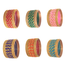 Load image into Gallery viewer, 2-10 Size Designed Indian Glass Bangles 12 pcs Set