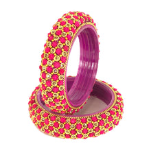 Load image into Gallery viewer, Traditional Indian Glass Bangle Kada - Handcrafted Floral Beaded Wedding Bangles - Multicolor Festive Jewelry - Available in Sizes 2-4, 2-6, 2-8