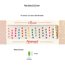 Load image into Gallery viewer, 60 pcs pack Oval shaped multi colour plain bindis for women