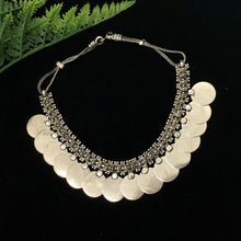 Load image into Gallery viewer, Oxidised Silver Coin Necklace Antique Finish