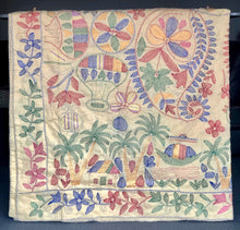 Load image into Gallery viewer, Queen Size Yellow Nakshi Kantha Embroidered Cotton Bed Cover