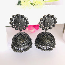 Load image into Gallery viewer, Black Oxidised Jhumki Earrings pair