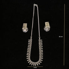 Load image into Gallery viewer, Silver Oxidised Necklace Set (Floral Jhumka)