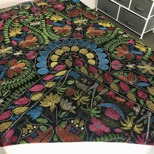 Load image into Gallery viewer, Queen Size Bright Black Nakshi Kantha Embroidered Cotton Bed Cover