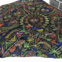 Load image into Gallery viewer, Queen Size Black Nakshi Kantha Embroidered Cotton Bed Cover