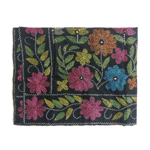 Load image into Gallery viewer, Queen Size Bohemian Black Nakshi Kantha Embroidered Cotton Bed Cover