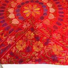 Load image into Gallery viewer, Queen Size Red Bohemian Nakshi Kantha Embroidered Cotton Bed Cover