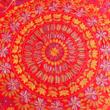Load image into Gallery viewer, Queen Size Red Boho Floral Nakshi Kantha Embroidered Cotton Bed Cover