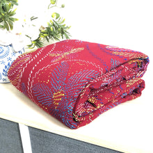 Load image into Gallery viewer, Queen Size Maroon Nakshi Kantha Embroidered Cotton Bed Cover
