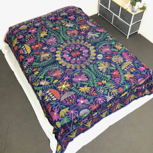 Load image into Gallery viewer, Blue Nakshi Kantha Embroidered Cotton Bed Cover