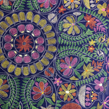 Load image into Gallery viewer, Blue Nakshi Kantha Embroidered Cotton Bed Cover