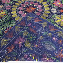 Load image into Gallery viewer, Blue Nakshi Kantha Embroidered Cotton Bed Cover