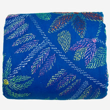 Load image into Gallery viewer, Queen Size Turquoise Nakshi Kantha Embroidered Cotton Bed Cover
