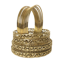 Load image into Gallery viewer, Golden Bangles Set (3 designs in 1 set - a total of 13 pcs)