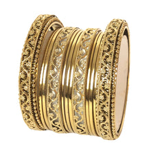 Load image into Gallery viewer, Golden Bangles Set (3 designs in 1 set - a total of 13 pcs)
