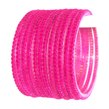 Load image into Gallery viewer, Velvet Ball designed Glass Bangles for women (6pcs/12 pcs pack)