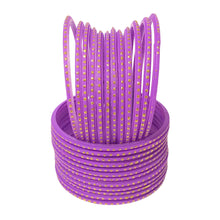 Load image into Gallery viewer, Traditional Indian Glass Bangles with Golden Sprinkles - Colorful Wedding & Celebration Jewelry Set (12 pcs) for women