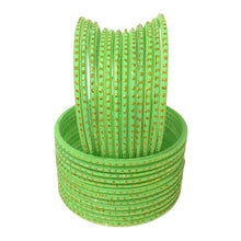 Load image into Gallery viewer, Traditional Indian Glass Bangles with Golden Sprinkles - Colorful Wedding & Celebration Jewelry Set (12 pcs) for women