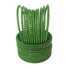 Load image into Gallery viewer, Traditional Indian Glass Bangles with Golden Sprinkles - Colorful Wedding & Celebration Jewelry Set (12 pcs) for women