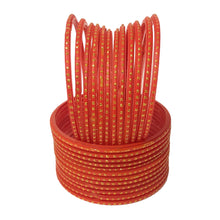 Load image into Gallery viewer, Traditional Indian Glass Bangles with Golden Sprinkles - Colorful Wedding & Celebration Jewelry Set (12 pcs) for women