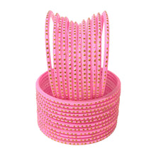 Load image into Gallery viewer, Traditional Indian Glass Bangles with Golden Sprinkles - Colorful Wedding & Celebration Jewelry Set (12 pcs) for women