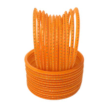 Load image into Gallery viewer, Traditional Indian Glass Bangles with Golden Sprinkles - Colorful Wedding & Celebration Jewelry Set (12 pcs) for women