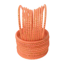 Load image into Gallery viewer, Traditional Indian Glass Bangles with Golden Sprinkles - Colorful Wedding & Celebration Jewelry Set (12 pcs) for women