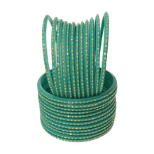 Load image into Gallery viewer, Traditional Indian Glass Bangles with Golden Sprinkles - Colorful Wedding & Celebration Jewelry Set (12 pcs) for women