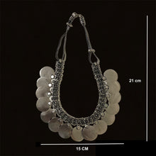 Load image into Gallery viewer, Oxidised Silver Coin Necklace Antique Finish