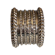 Load image into Gallery viewer, Oxidised Silver Bangles Set Ball design (3 designs in 1 set - total 15 pcs)
