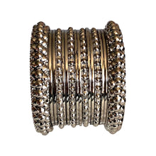 Load image into Gallery viewer, Oxidised Silver Bangles Set Ball design (3 designs in 1 set - total 15 pcs)
