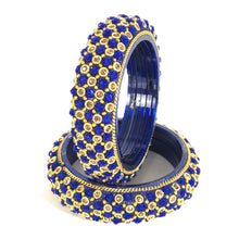 Load image into Gallery viewer, Traditional Indian Glass Bangle Kada - Handcrafted Floral Beaded Wedding Bangles - Multicolor Festive Jewelry - Available in Sizes 2-4, 2-6, 2-8

