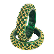 Load image into Gallery viewer, Traditional Indian Glass Bangle Kada - Handcrafted Floral Beaded Wedding Bangles - Multicolor Festive Jewelry - Available in Sizes 2-4, 2-6, 2-8
