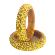 Load image into Gallery viewer, Traditional Indian Glass Bangle Kada - Handcrafted Floral Beaded Wedding Bangles - Multicolor Festive Jewelry - Available in Sizes 2-4, 2-6, 2-8

