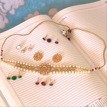 Load image into Gallery viewer, Gold plated Choker Necklace Set with KUNDAN POLKI and AD stones
