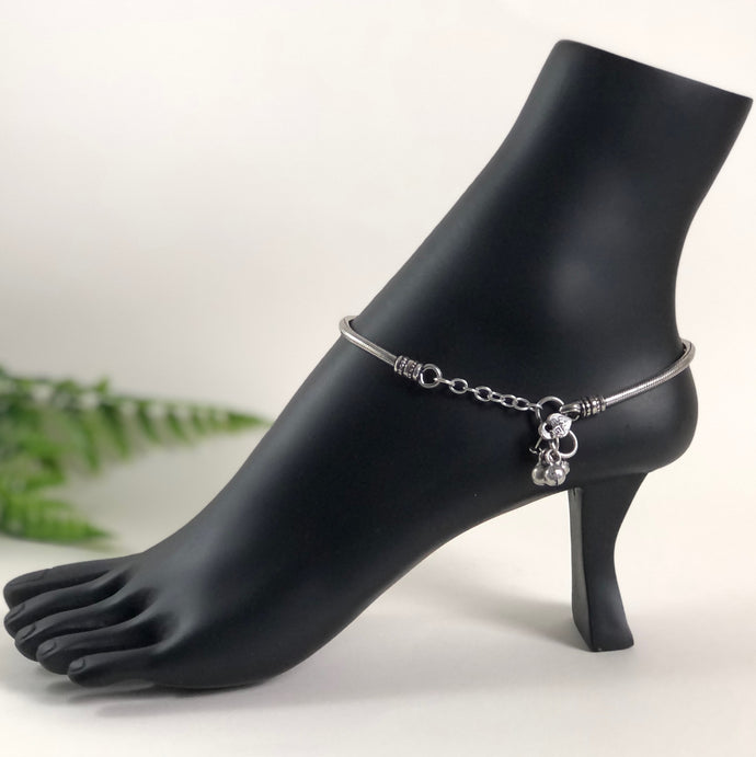 Metal rope Anklets pair with ghungur