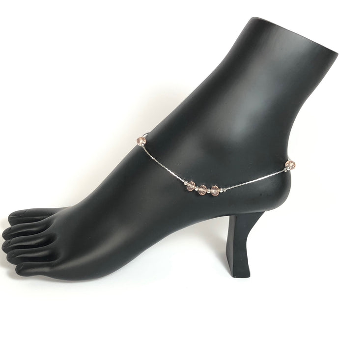 Multi colour Crystal and chain anklets (Pair)