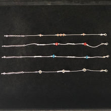 Load image into Gallery viewer, Multi colour Crystal and chain anklets (Pair)
