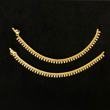 Load image into Gallery viewer, Gold Leaf Anklets with red stones
