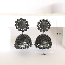 Load image into Gallery viewer, Black Oxidised Jhumki Earrings pair
