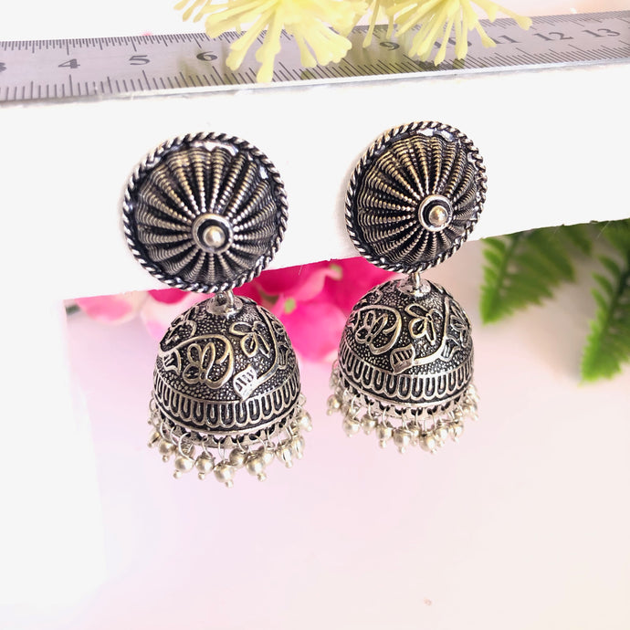 Silver Oxidized Jhumki Earrings