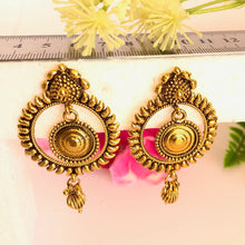 Load image into Gallery viewer, Gold Finish Antique Style Temple Vibe Earrings

