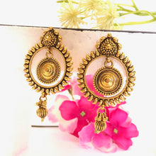 Load image into Gallery viewer, Gold Finish Antique Style Temple Vibe Earrings
