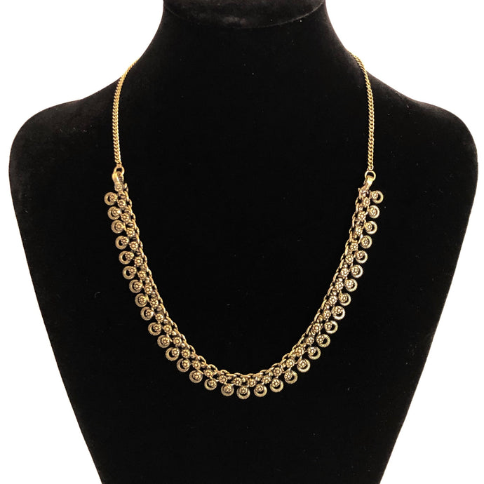Golden Oxidised Floral Choker Necklace