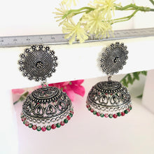Load image into Gallery viewer, Multi colour oxidised Jhumki Earrings pair
